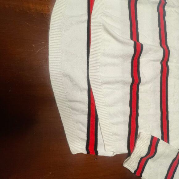 Express New White & Red Striped Sweater Hi Low Long Sleeve Knit New NWT S - Picture 2 of 6